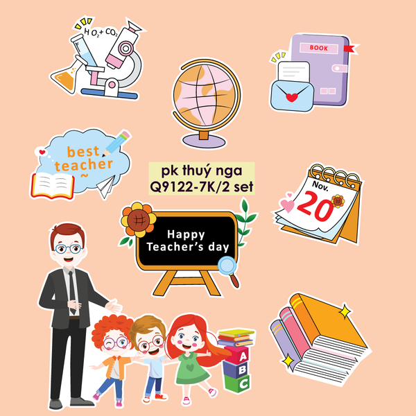 Combo 2 set giấy 20-11: Thầy giáo và học sinh (mẫu 11-thầy giáo vest đen)9122.