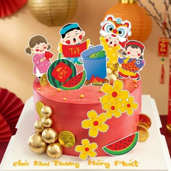 Combo 2 set giấy TẾT- em bé, dưa hấu, nồi bánh chưng.