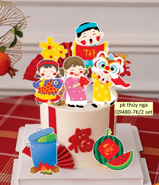 Combo 2 set giấy TẾT- em bé, dưa hấu, nồi bánh chưng.