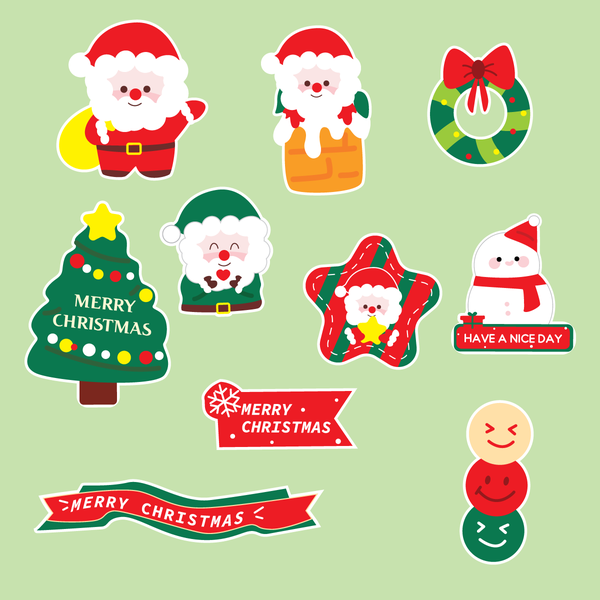 Combo 10 set giấy giáng sinh (noel) - ông già noel + cây thông + ngôi sao +mặt cười (5 túi).