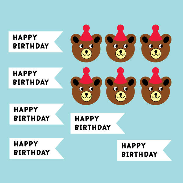 Set 60 bảng giấy HPBD - gấu nâu.