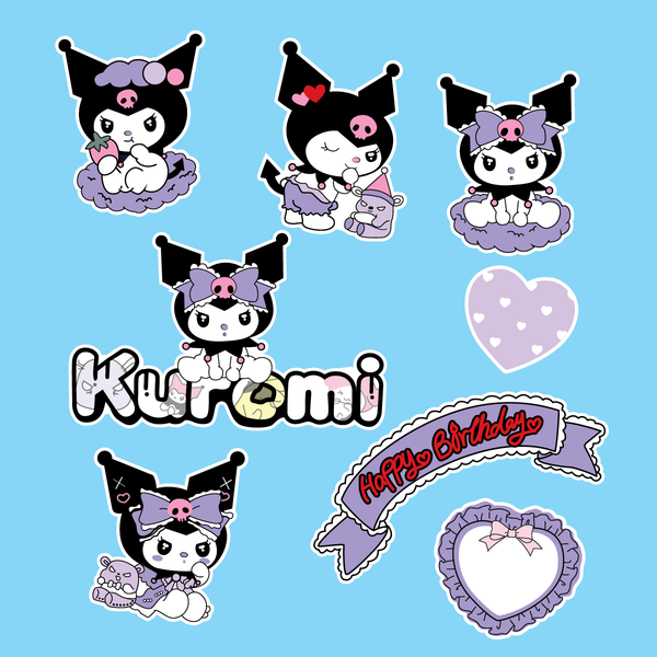 Combo 2 set giấy Kuromi (4 kuromi và trái tim).