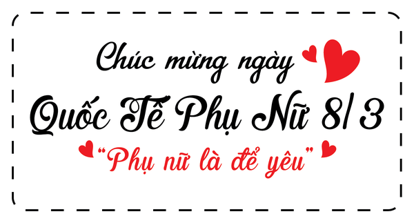 Set 60 thẻ giấy  trắng Chúc mừng ngày Quốc tết phụ nữ 8-3 - phụ nữ là để yêu thương (HÌNH CHỮ NHẬT).