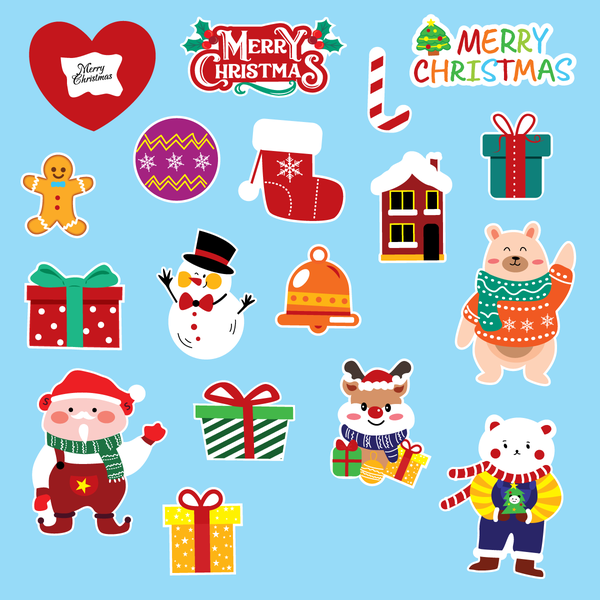 Combo 10 set giấy giáng sinh (noel) - gấu và phụ kiện noel (5 túi).
