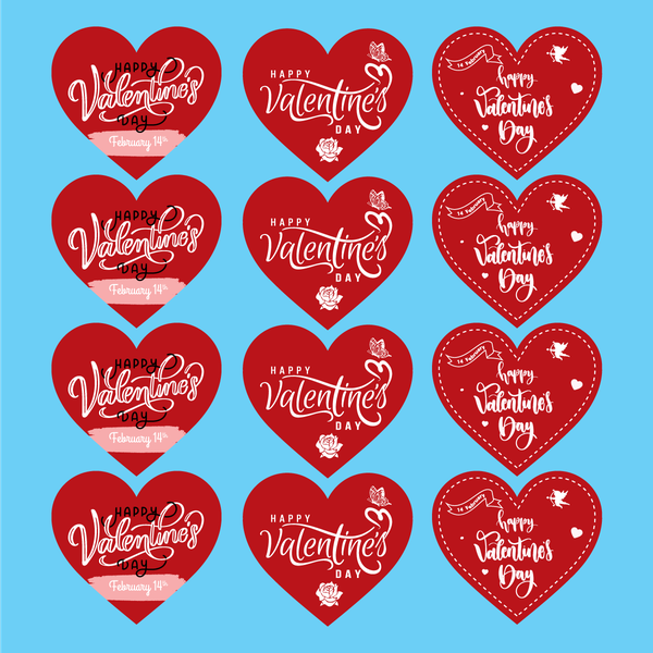 60 thẻ giấy Happy Valentine's day trái tim -MÀU ĐỎ (kt 6.5x3.5cm).