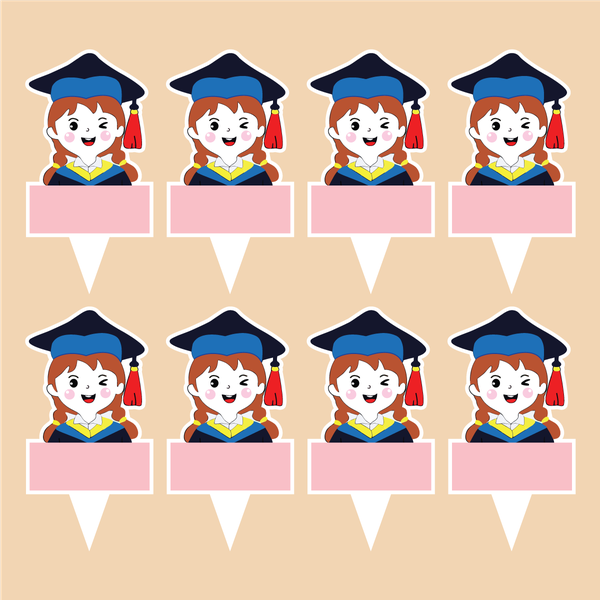 Set 40 thẻ giấy có chân cắm-bé GÁI CỬ NHÂN (MẪU 1)9800.