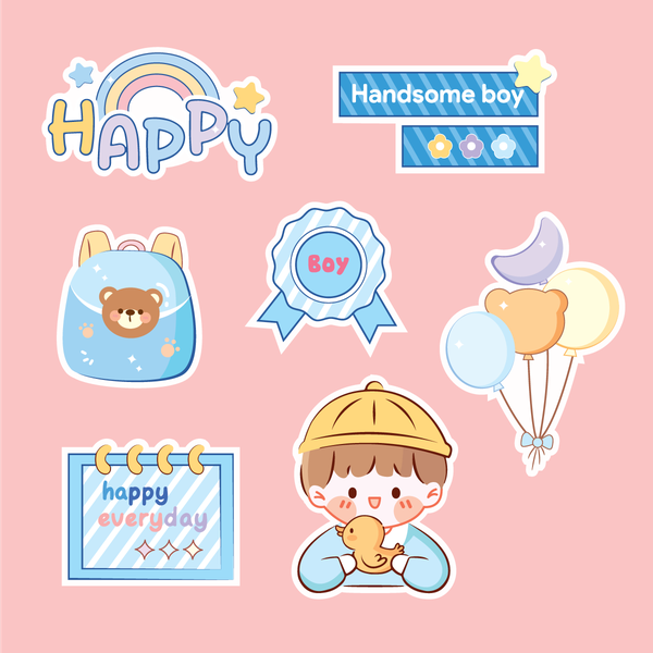 Combo 2 set giấy happy everyday-bé trai xanh9912.