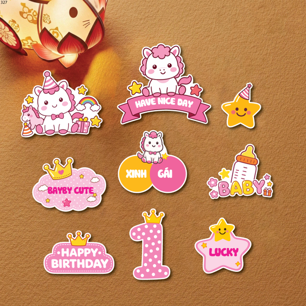 Combo 5 set giấy - ngựa số 1 và bình sữa -HỒNG.