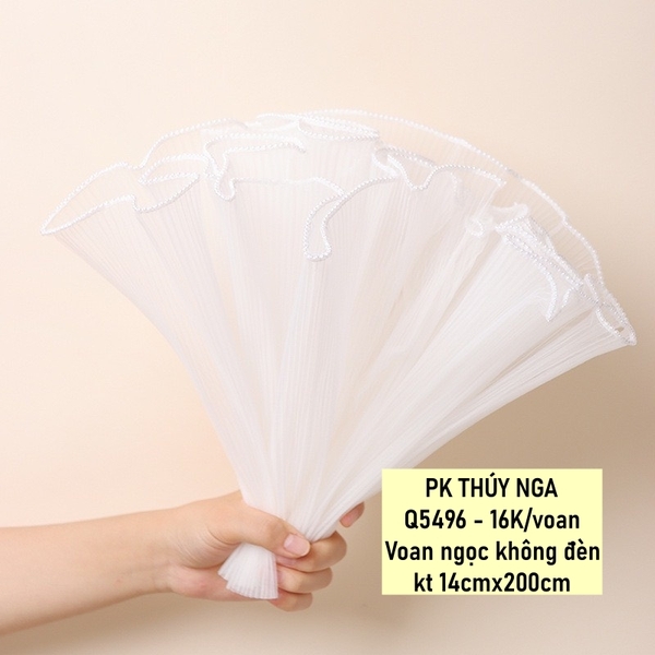 Voan thành bánh ngọc trai KHÔNG ĐÈN (kt 14cm x 200cm)-TRẮNG.
