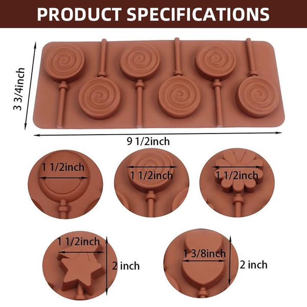 Khuôn Silicon-6 cây cắm hình kẹo mút.