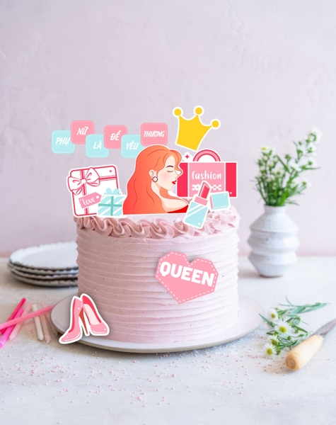 MUA 1 TẶNG 1 - Combo 2 set giấy cô gái tóc đỏ và trái tim chữ Queen hồng (phụ nữ là để yêu thương).