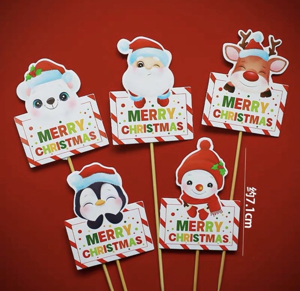 Combo 50 bảng chữ Merry Christmas (noel) tuần lộc và chim cánh cụt3029 (5 túi).