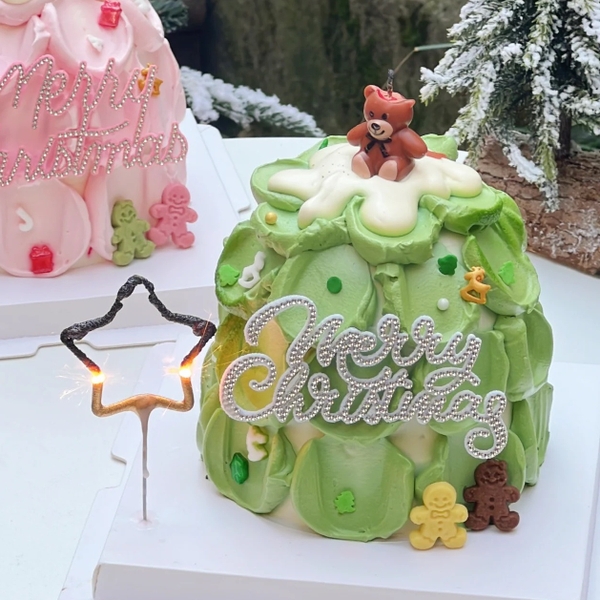 Set 5 cây cắm Merry christmas (chữ gắn hạt màu TRẮNG size nhỏ).