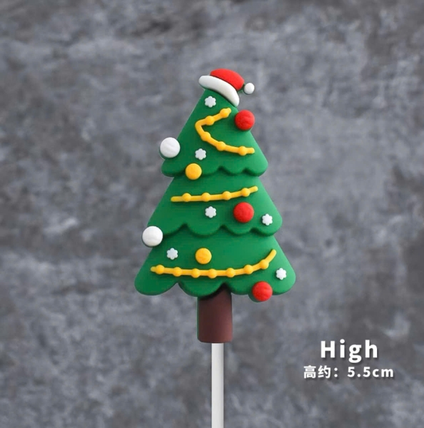 Tượng dựa dẻo - cây thông quả đỏ-vàng-trắng (noel).