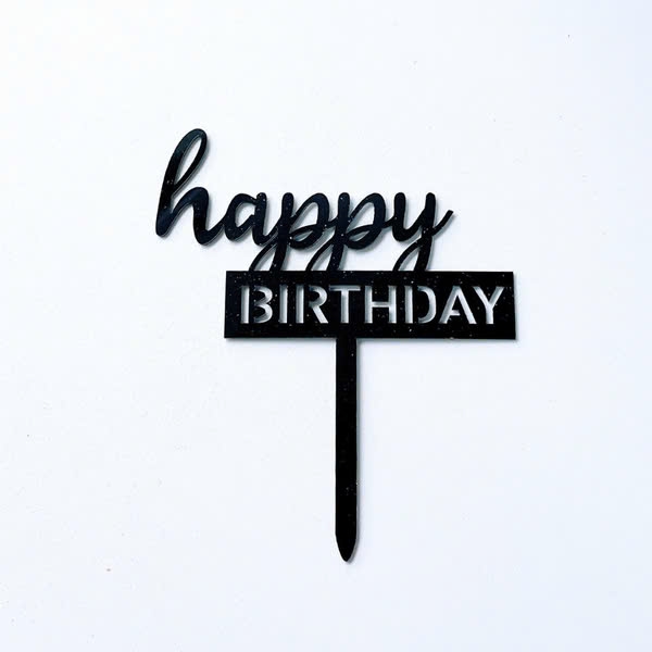 Set 10 mica HPBD chữ Birhday khối chữ in-màu ĐEN.