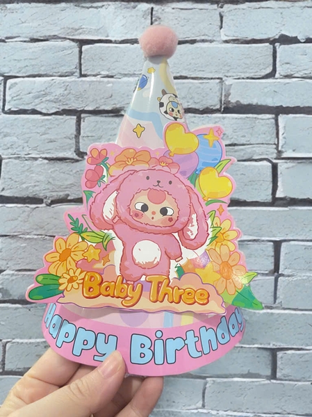 Set 10 mũ 3D cán bóng giấy đẹp kt dk 13cmx cao 20cm - Babythree hoa mix.m15