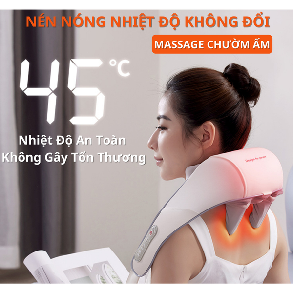 Máy Massage Cổ Vai Gáy 6D Pro 6 Điểm Chạm Bằng Đầu Silicon Độc Quyền