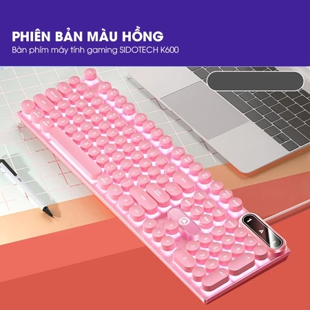 Bàn phím máy tính gaming EGA K600 có dây full size phím giả cơ nút tròn LED RGB phù hợp dân văn phòng và game thủ