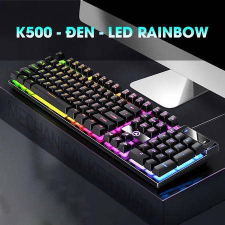 Bàn phím máy tính gaming EGA K600 có dây full size phím giả cơ nút tròn LED RGB phù hợp dân văn phòng và game thủ