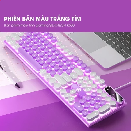 Bàn phím máy tính gaming EGA K600 có dây full size phím giả cơ nút tròn LED RGB phù hợp dân văn phòng và game thủ