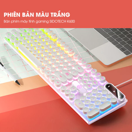 Bàn phím máy tính gaming EGA K600 có dây full size phím giả cơ nút tròn LED RGB phù hợp dân văn phòng và game thủ