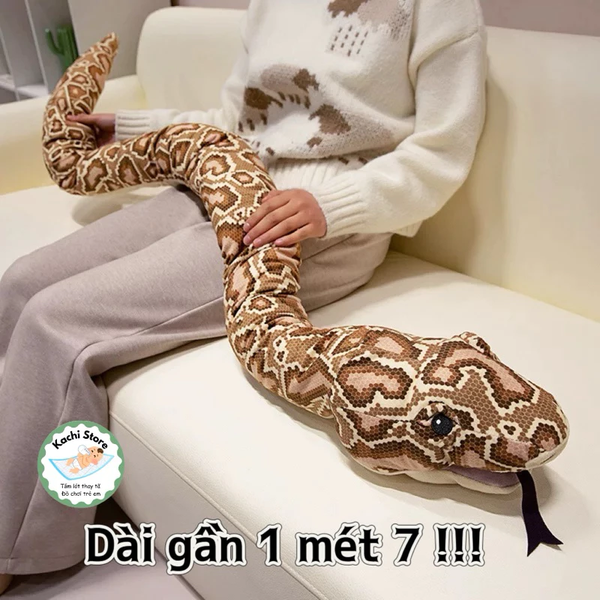 Rắn nhồi bông khổng lồ mềm mịn, đồ chơi rối tay độc lạ