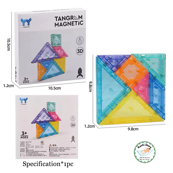 ĐỒ CHƠI TANGRAM MAGNETIC 3D NAM CHÂM XẾP HÌNH SÁNG TẠO, ĐỒ CHƠI TRÍ TUỆ CHO BÉ