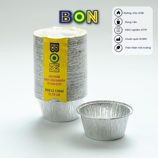 LỐC 50 CHÉN NHÔM NƯỚNG BON C2 - 130ML