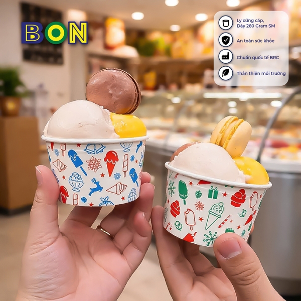 LỐC 50 LY GIẤY KEM, TOPPING 120ML(4oz) – LY ĐỰNG KEM, TOPPING, BÁNH FLAN, SỮA CHUA – LY DÀY, ĐẸP – GIÁ ĐÃ GỒM HĐ VAT