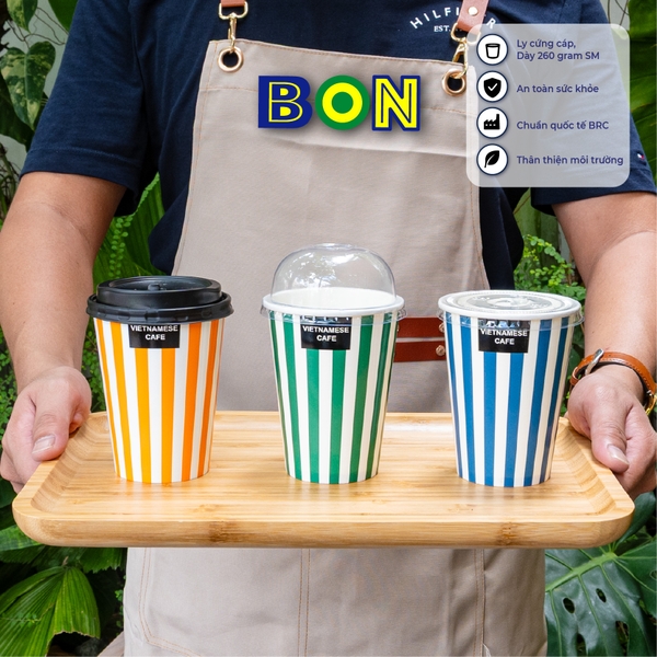 LỐC 50 LY GIẤY IN SỌC - 360ML (12 / 14 OZ)