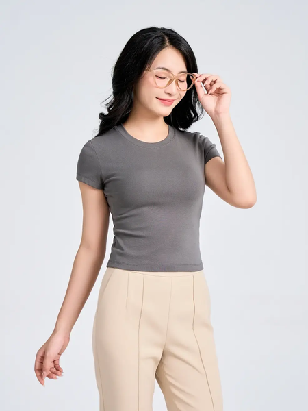 Áo Phông Nữ Slimfit Thun Rib Coton Mềm