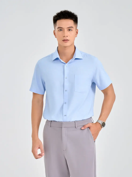 Sơ Mi Nam Cộc Tay Cafe Túi Ngực