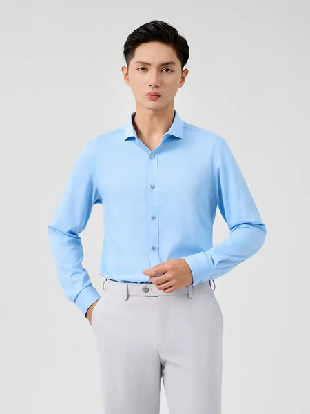 Sơ Mi Tay Dài Nam Bạc Hà Cổ Ngang
