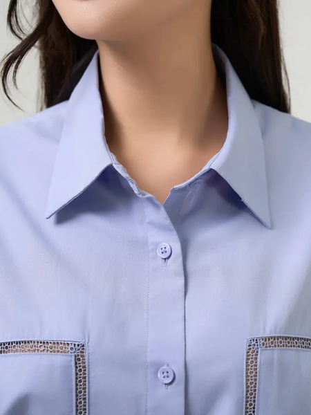 Áo Sơ Mi Cổ Đức Thân Phối Ren