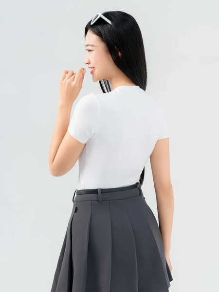 T-shirt Nữ Ôm Cổ Cao Croptop