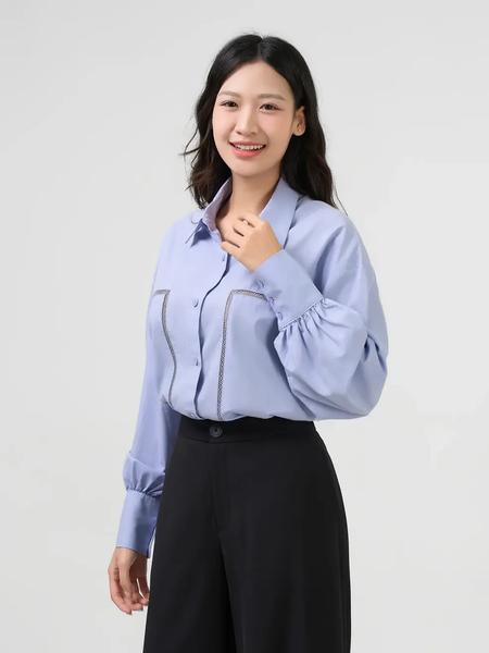 Áo Sơ Mi Cổ Đức Thân Phối Ren