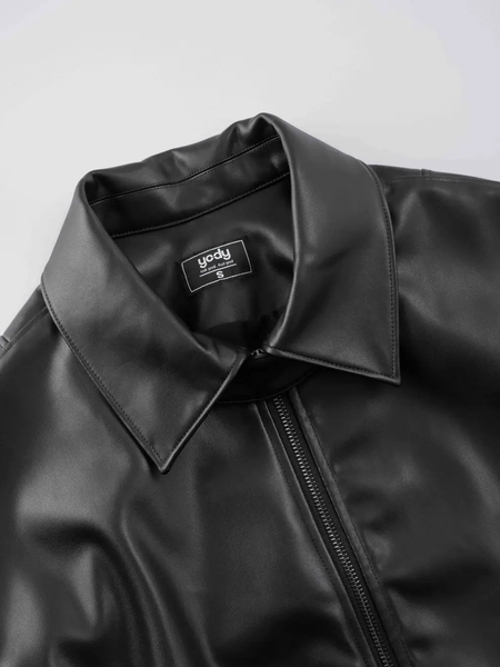 Khoác Ngắn Nữ Bomber Da Chun Gấu