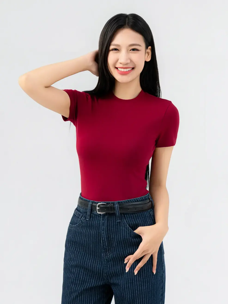 T-shirt Nữ Ôm Cổ Cao Croptop