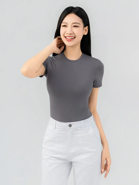 T-shirt Nữ Ôm Cổ Cao Croptop