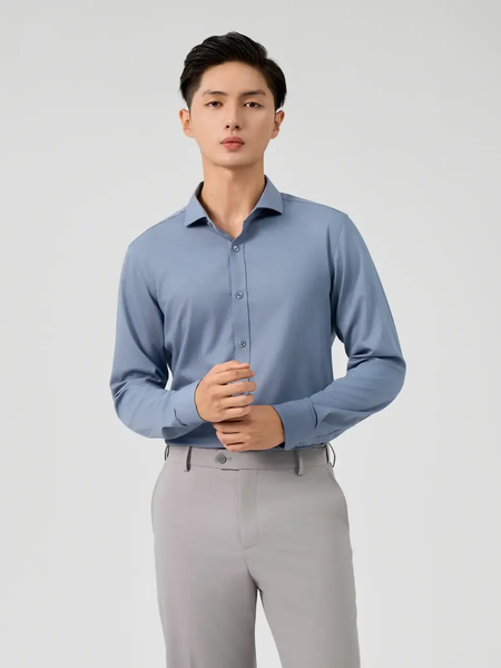 Sơ Mi Tay Dài Nam Bạc Hà Cổ Ngang