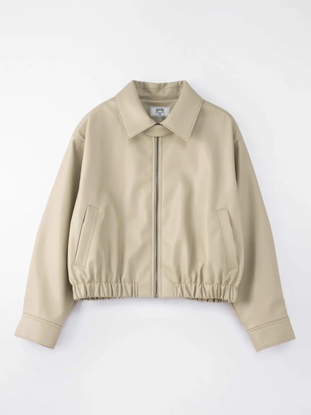 Khoác Ngắn Nữ Bomber Da Chun Gấu
