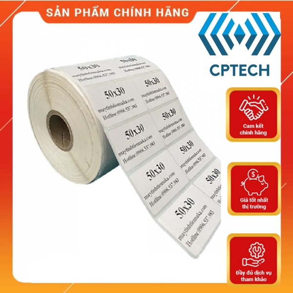 IN MỰC _ Decal thường giấy in tem nhãn mã vạch 50x30 cuộn 50m - 50X30 2 TEM THƯỜNG