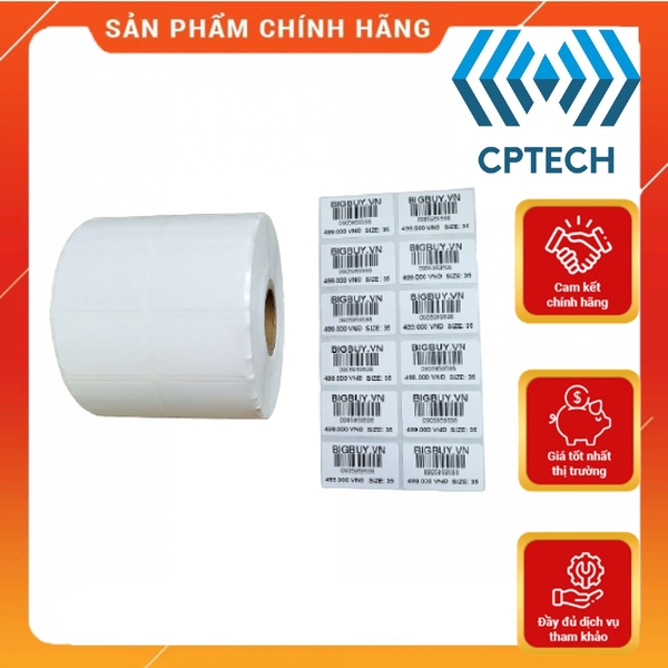 Giấy In Mã Vạch 2 TEM 50x30 mm In Nhiệt (Cuộn 50 Mét) : 50X30 ( 2 TEM NHIỆT )