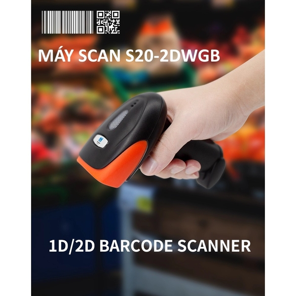 Máy quét mã vạch không dây , Đầu đọc Qrcode không dây kết nối USB dùng trên Laptop, PC