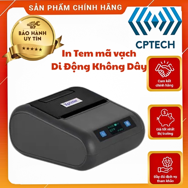 Máy in di động tem mã vạch, tem nhãn XP-P326B: Màn hình LCD, pin 2000mAh, in nhanh 70mm/s