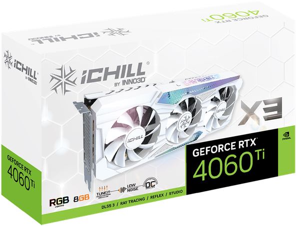 Card màn hình INNO3D GeForce RTX 4060Ti iChill X3 WHITE 8GB