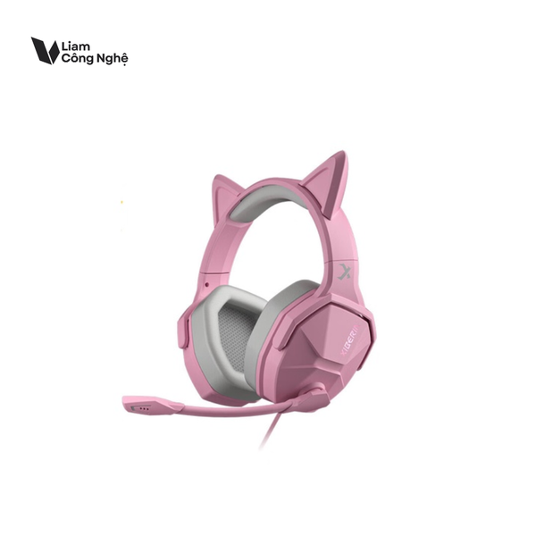 Tai Nghe XIBERIA V13U pink cat ear game headset wired 7.1 e-sports