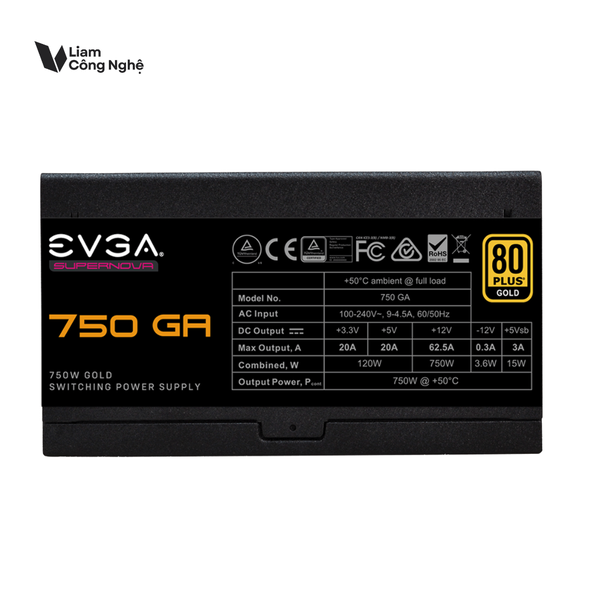 NGUỒN EVGA SuperNOVA 750 GA, 80 Plus Gold 750W, Fully Modular, Eco Mode