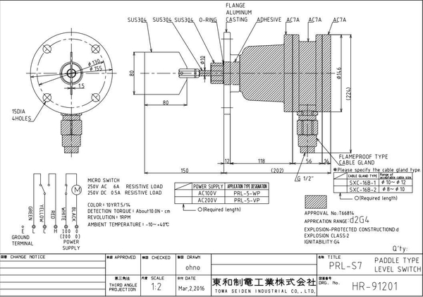 Sơ đồ kỹ thuật của Towa Seiden PRL- S7