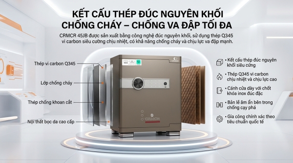 Thân két CRMCR đúc liền khối từ thép Q345, không mối ghép, không điểm yếu